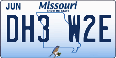 MO license plate DH3W2E