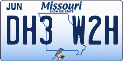 MO license plate DH3W2H