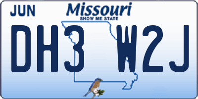 MO license plate DH3W2J