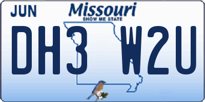 MO license plate DH3W2U
