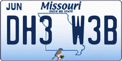 MO license plate DH3W3B