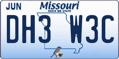 MO license plate DH3W3C