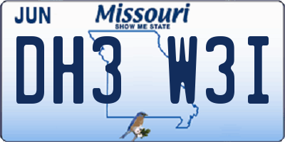 MO license plate DH3W3I