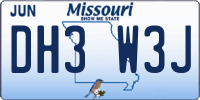 MO license plate DH3W3J