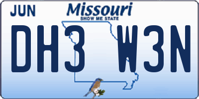 MO license plate DH3W3N