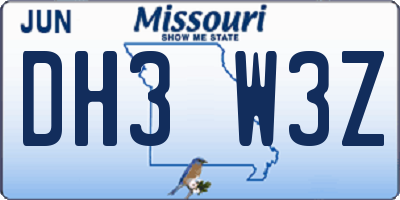MO license plate DH3W3Z