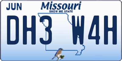 MO license plate DH3W4H