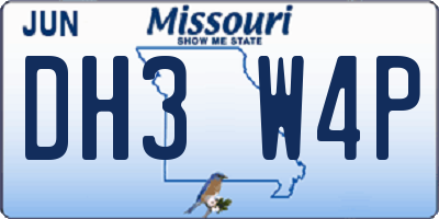 MO license plate DH3W4P