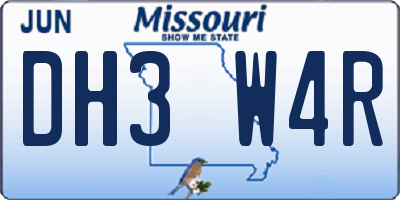 MO license plate DH3W4R