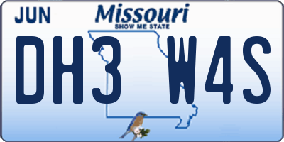 MO license plate DH3W4S