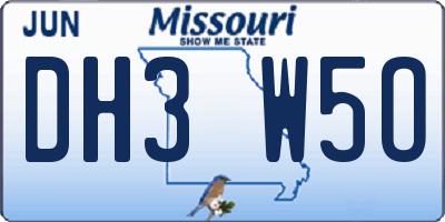MO license plate DH3W5O
