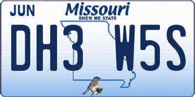 MO license plate DH3W5S