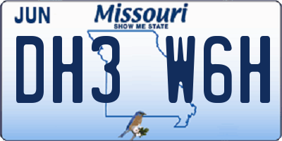 MO license plate DH3W6H