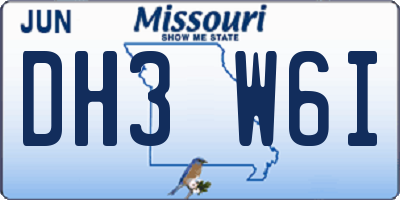 MO license plate DH3W6I