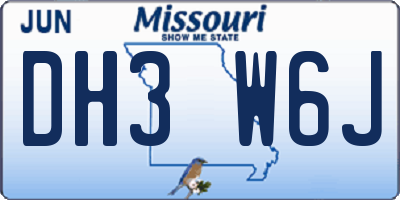 MO license plate DH3W6J