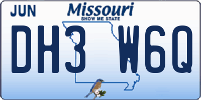 MO license plate DH3W6Q
