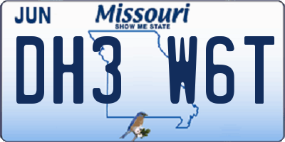 MO license plate DH3W6T