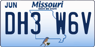MO license plate DH3W6V