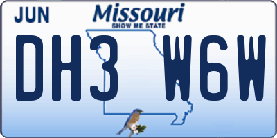 MO license plate DH3W6W