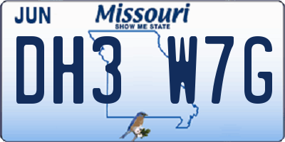 MO license plate DH3W7G