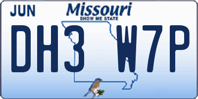 MO license plate DH3W7P