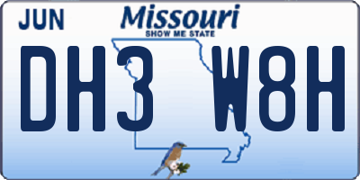 MO license plate DH3W8H