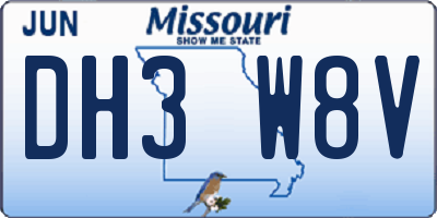 MO license plate DH3W8V