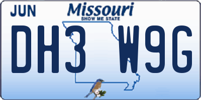 MO license plate DH3W9G
