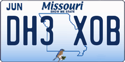 MO license plate DH3X0B