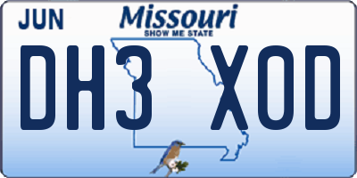 MO license plate DH3X0D