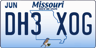 MO license plate DH3X0G