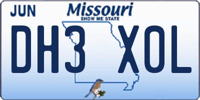 MO license plate DH3X0L
