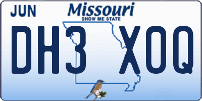 MO license plate DH3X0Q