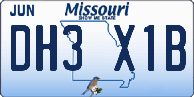 MO license plate DH3X1B