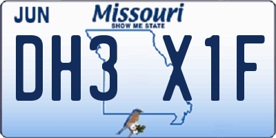 MO license plate DH3X1F