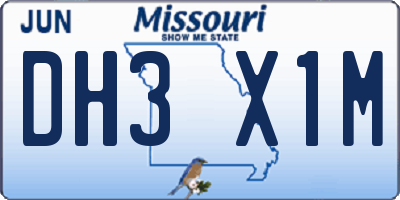 MO license plate DH3X1M