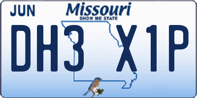 MO license plate DH3X1P