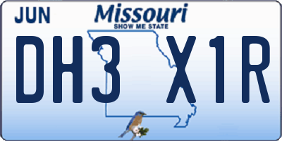 MO license plate DH3X1R