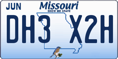 MO license plate DH3X2H