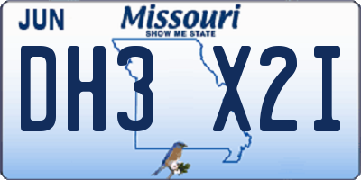 MO license plate DH3X2I