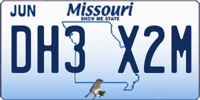 MO license plate DH3X2M