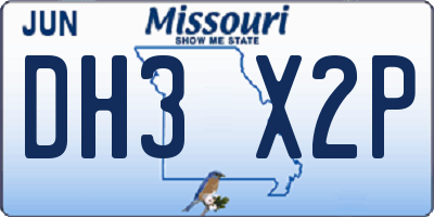 MO license plate DH3X2P