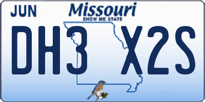 MO license plate DH3X2S
