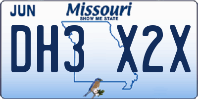 MO license plate DH3X2X
