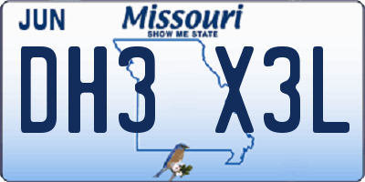 MO license plate DH3X3L