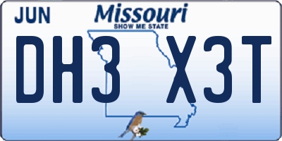 MO license plate DH3X3T
