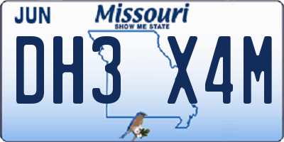 MO license plate DH3X4M