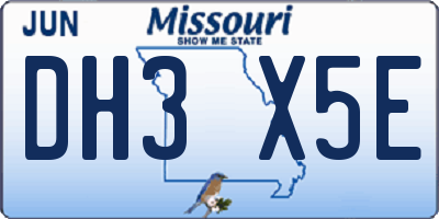 MO license plate DH3X5E