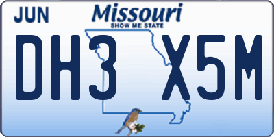 MO license plate DH3X5M