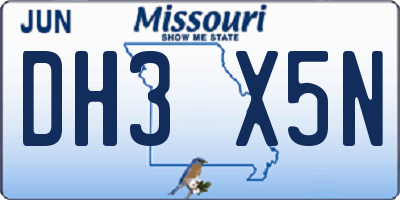 MO license plate DH3X5N